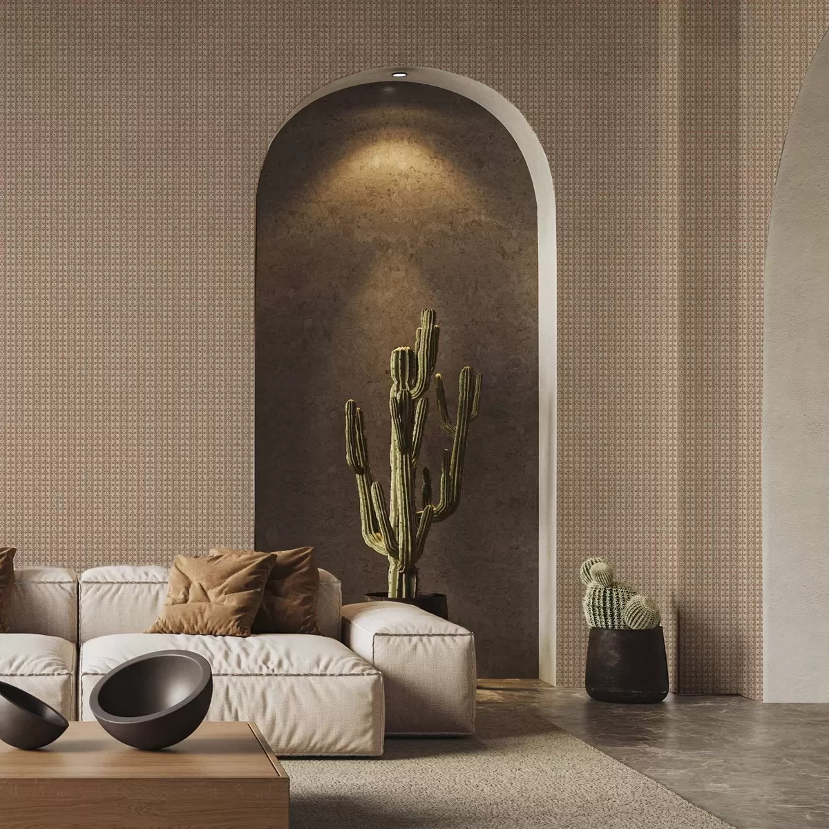 Papel de parede Ornamento listrado com flores vermelhas a00341