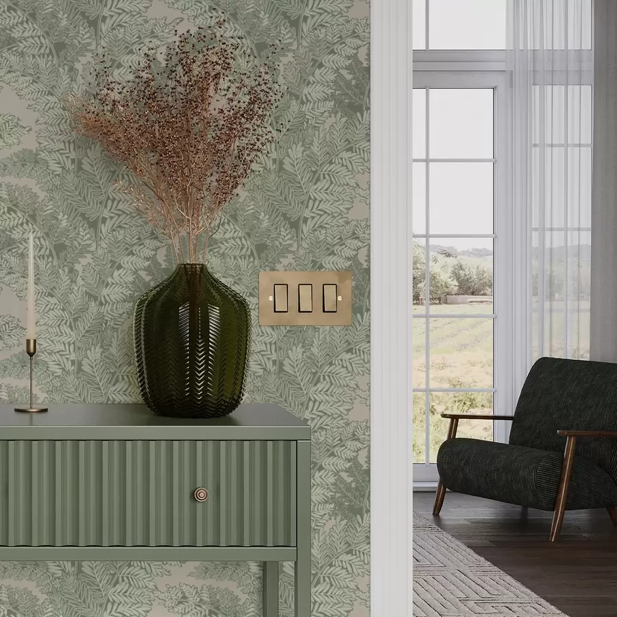 murais de parede Padrão verde com folhas de samambaia a00345