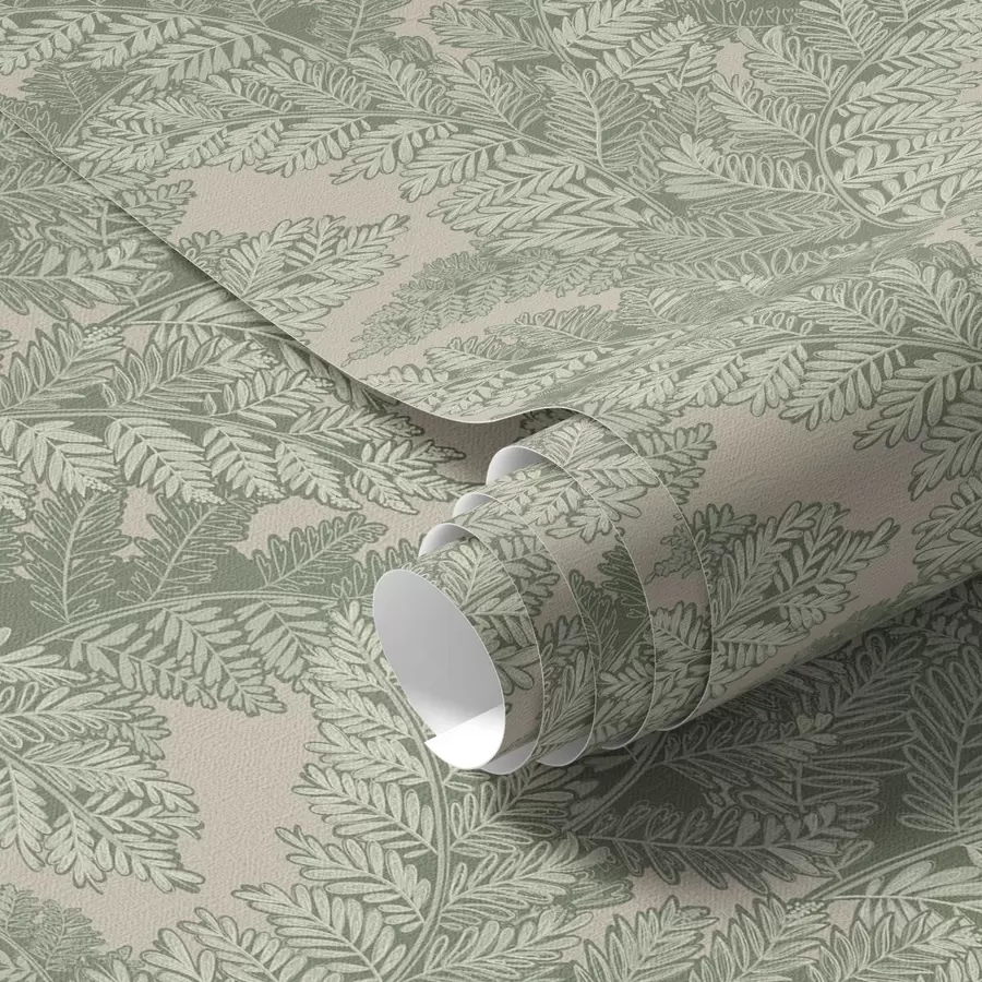 murais de parede Padrão verde com folhas de samambaia a00345