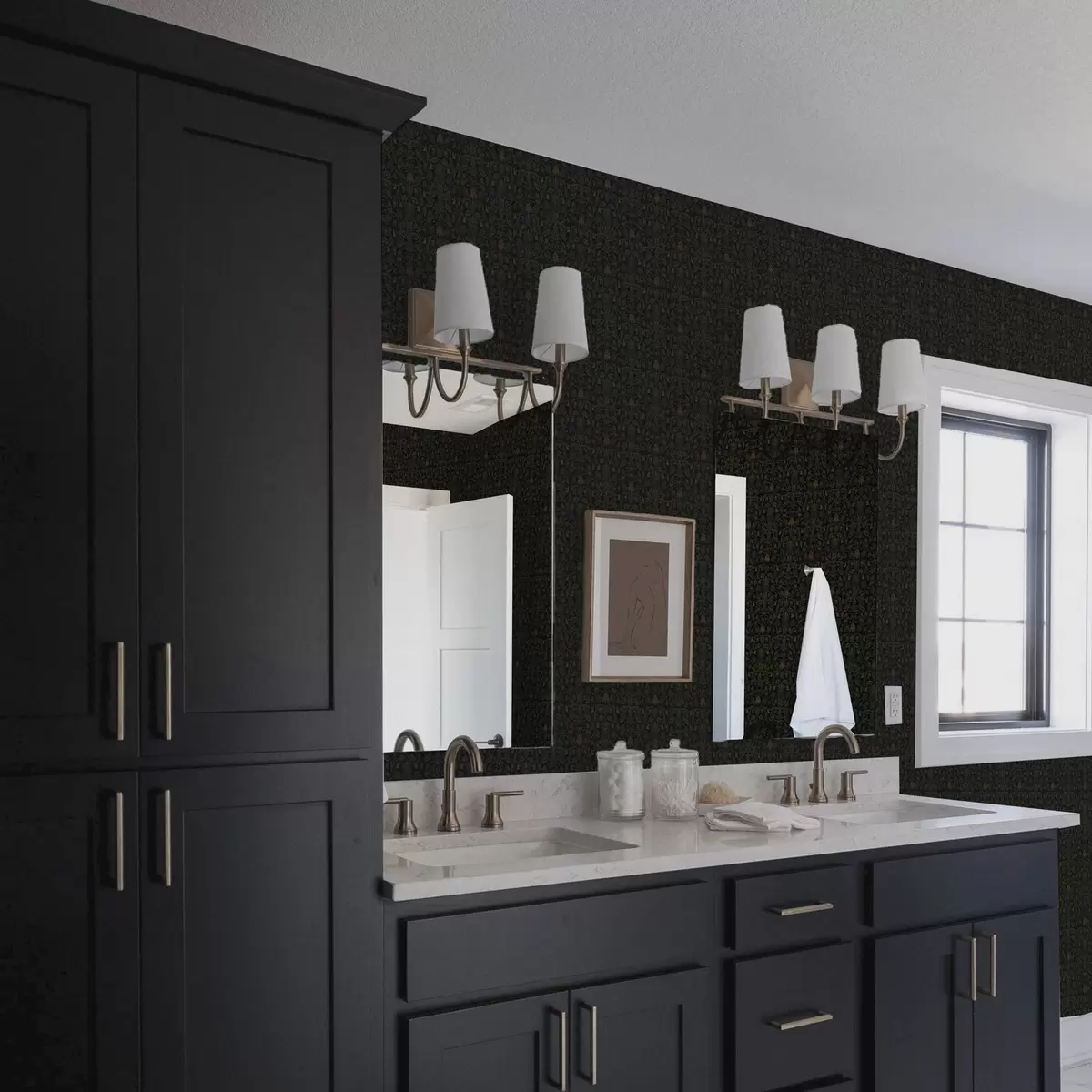 Papel de parede Ornamento escuro com plantas em estilo clássico a00412