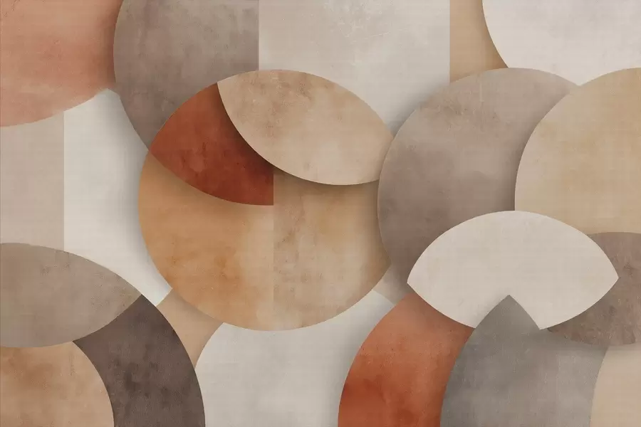 murais de parede geometria abstrata texturizada em tons quentes de marrom e ocre w04310