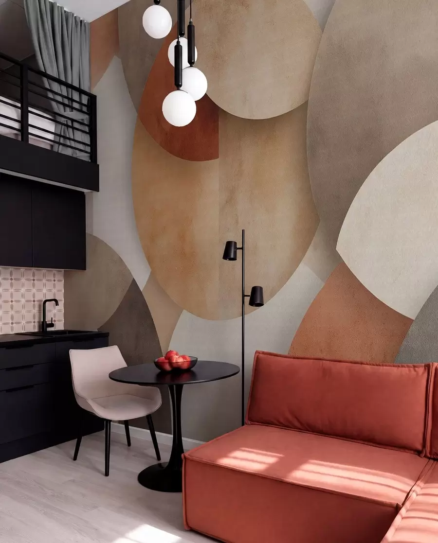 murais de parede geometria abstrata texturizada em tons quentes de marrom e ocre w04310