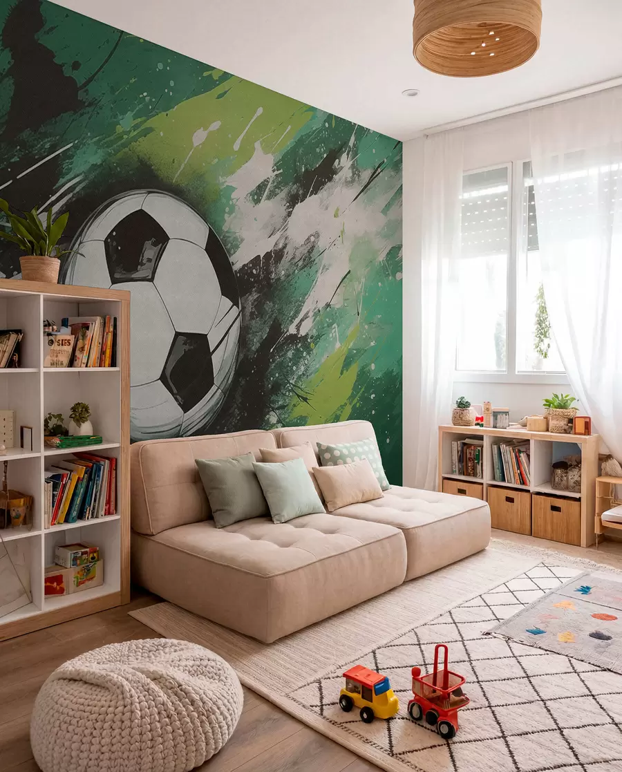 murais de parede Futebol em pinceladas verdes w04467
