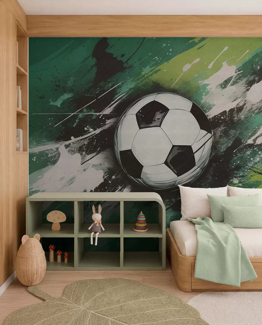 murais de parede Futebol em pinceladas verdes w04467