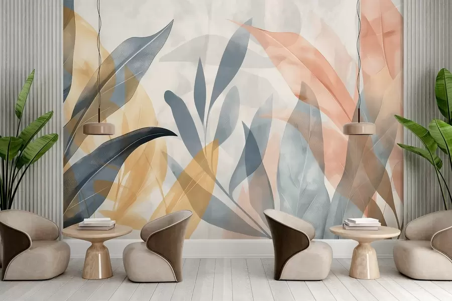 murais de parede Folhas coloridas w04483