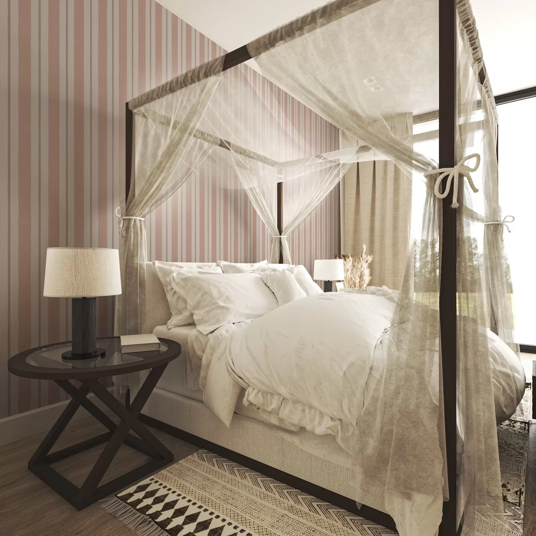 murais de parede Listras largas bege-terracota com um toque acinzentado a00513