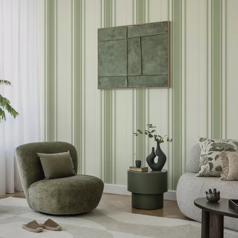 murais de parede Fundo creme com uma faixa central verde larga a00519