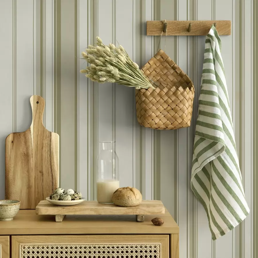 murais de parede Fundo creme com listras cinza-bege de diferentes larguras a00521