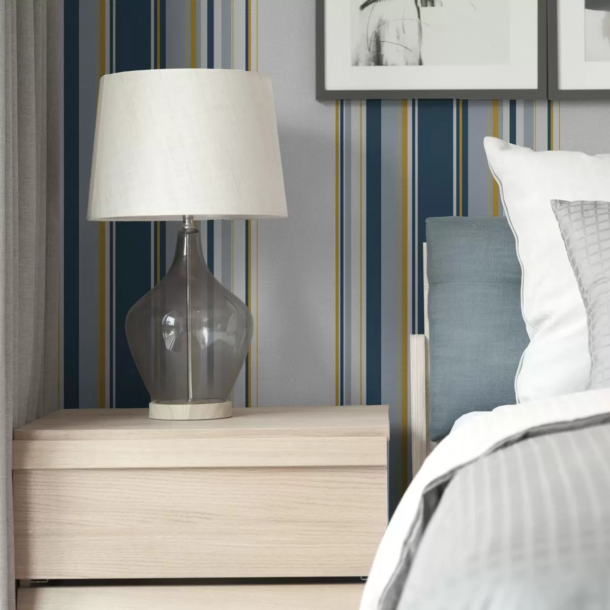 Papel de parede Padrão denso de listras verticais azuis e amarelas a00524