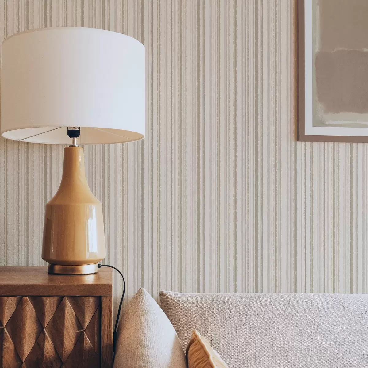 Papel de parede Listras finas em tons de bege claro a00549