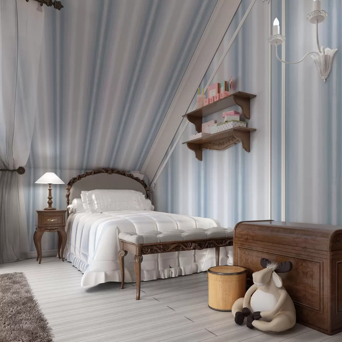 Papel de parede Listras largas em tons frios de cinza-azulado a00551