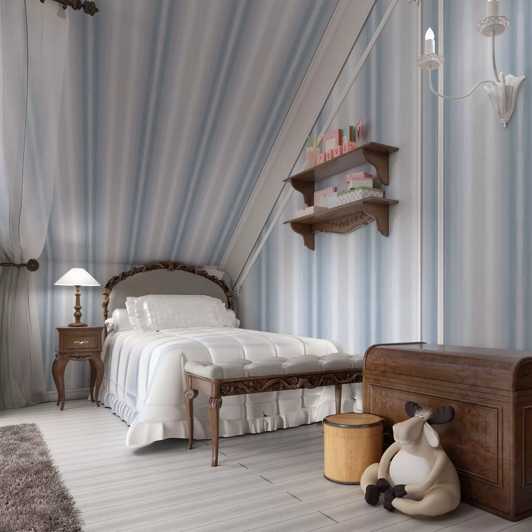 murais de parede Listras largas em tons frios de cinza-azulado a00551