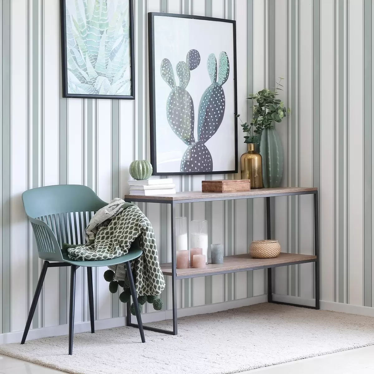 Papel de parede Padrão duplo com listras cinza-azuladas a00554