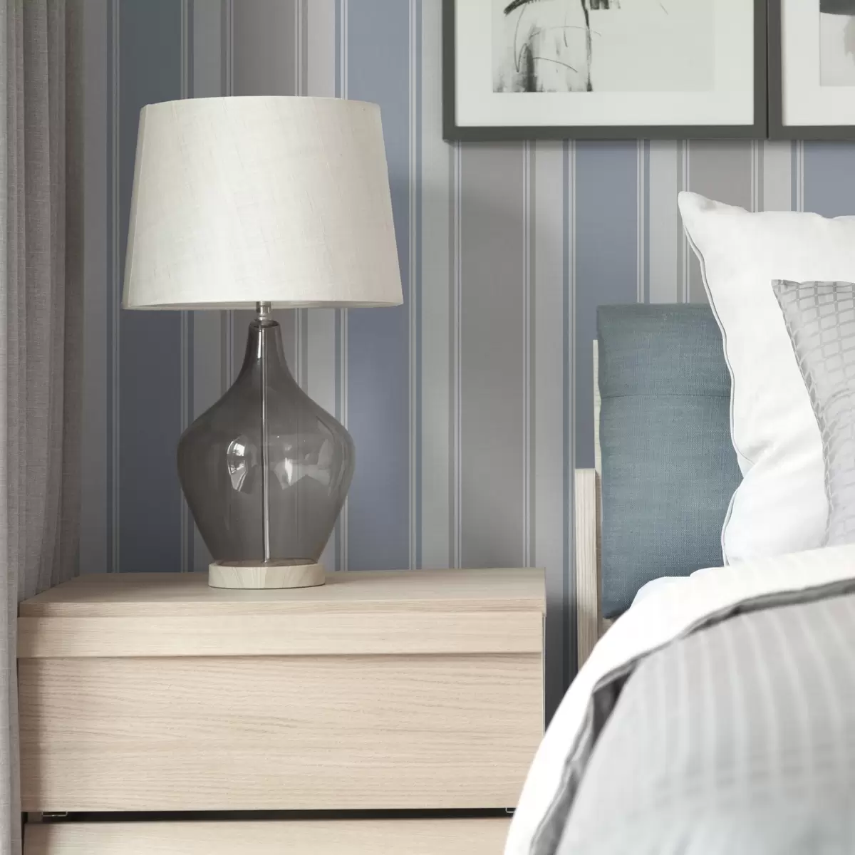 Papel de parede Combinação de listras largas em cinza e azul a00557