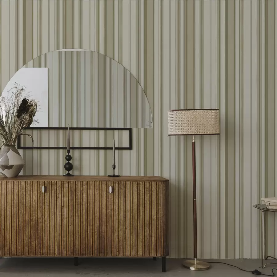 murais de parede Fundo creme com listras verticais cinza-bege a00564