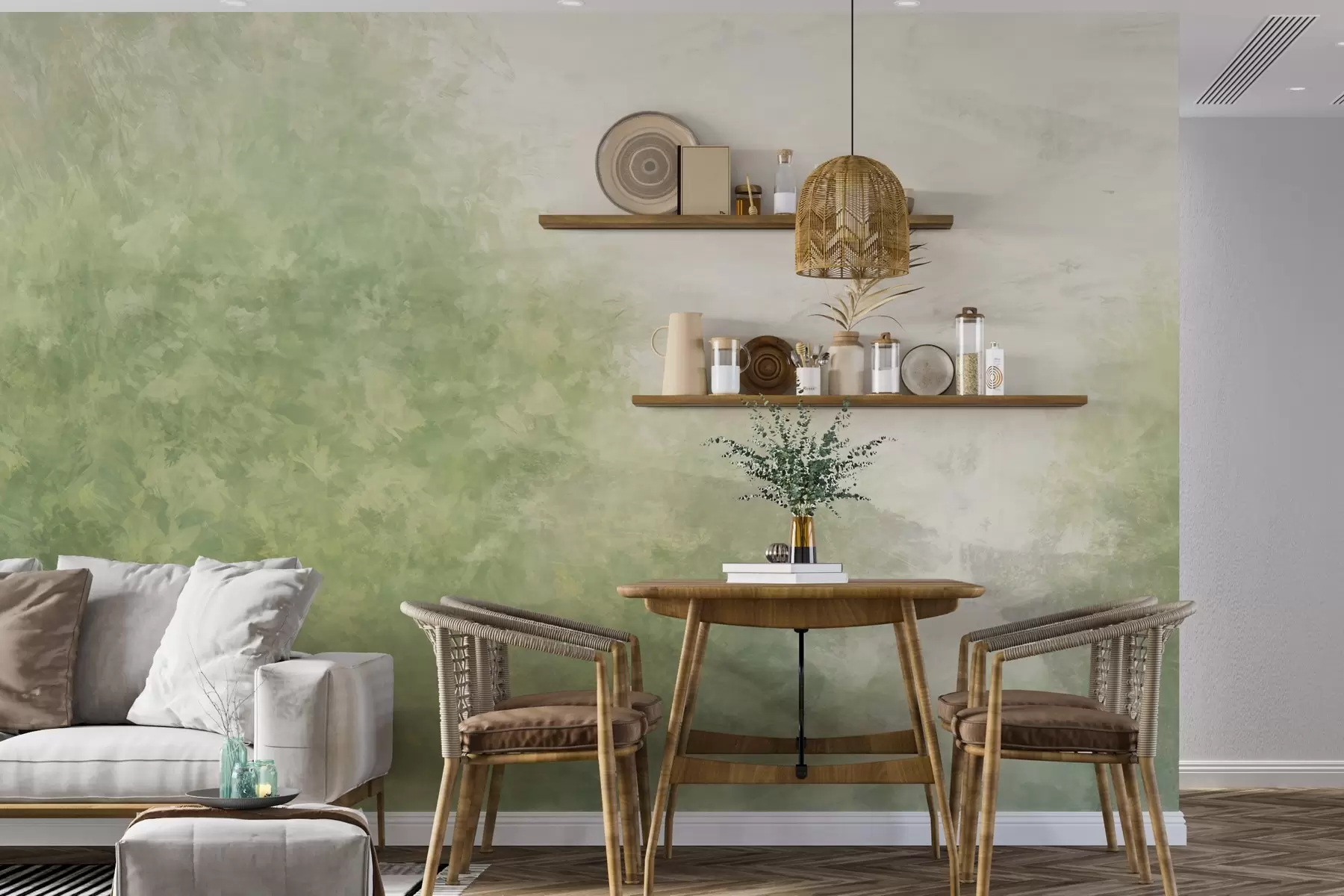 murais de parede  Imitação de folhas em uma parede de concreto w04468