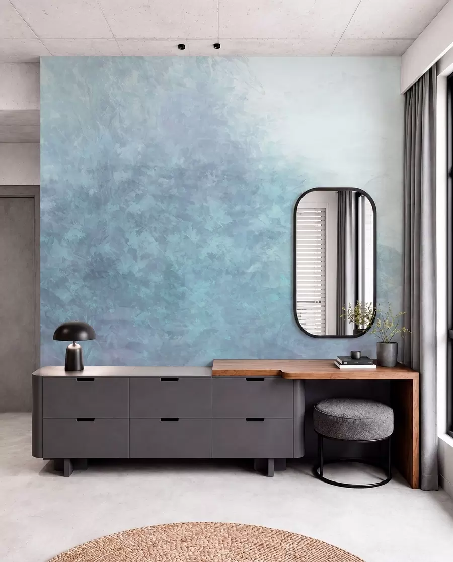 murais de parede  Imitação de folhas em uma parede de concreto w04468v1