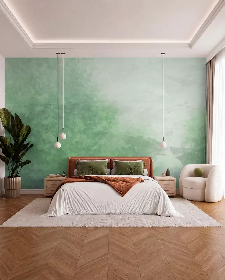 murais de parede  Imitação de folhas em uma parede de concreto w04468v2