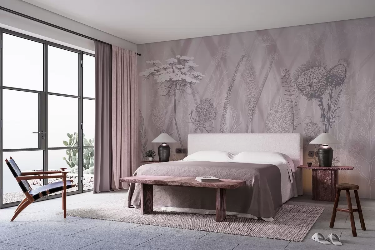 murais de parede Gramíneas e herbário w04473v2