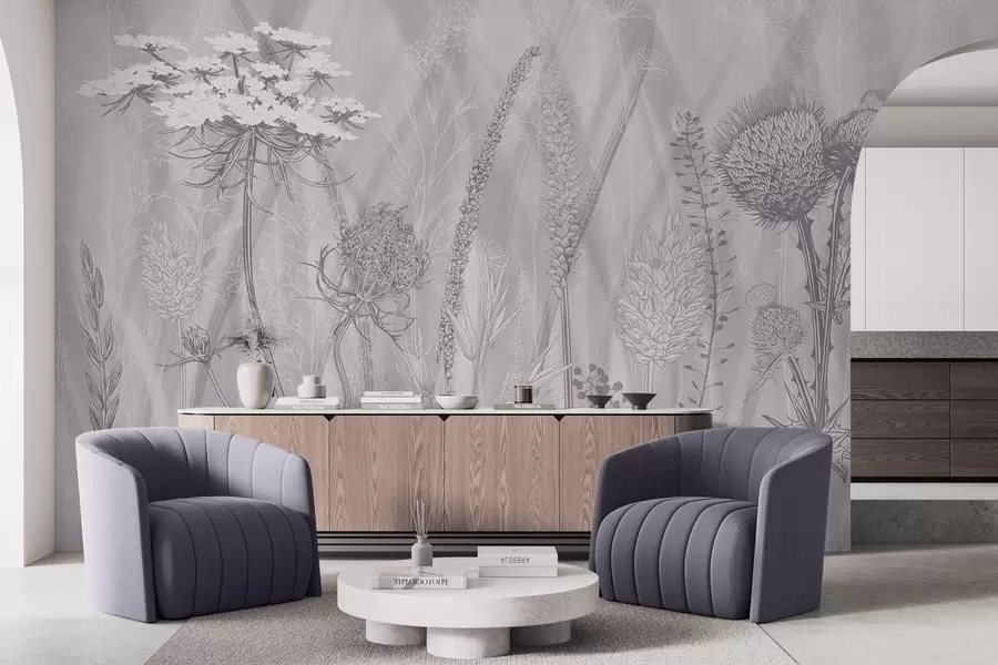 murais de parede Gramíneas e herbário w04473v2