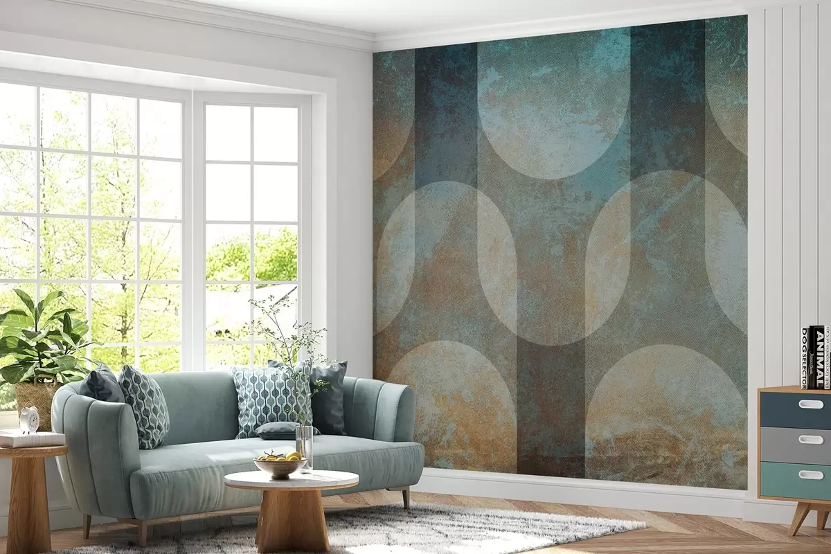 murais de parede Geometria abstrata em estilo retrô-moderno w04495