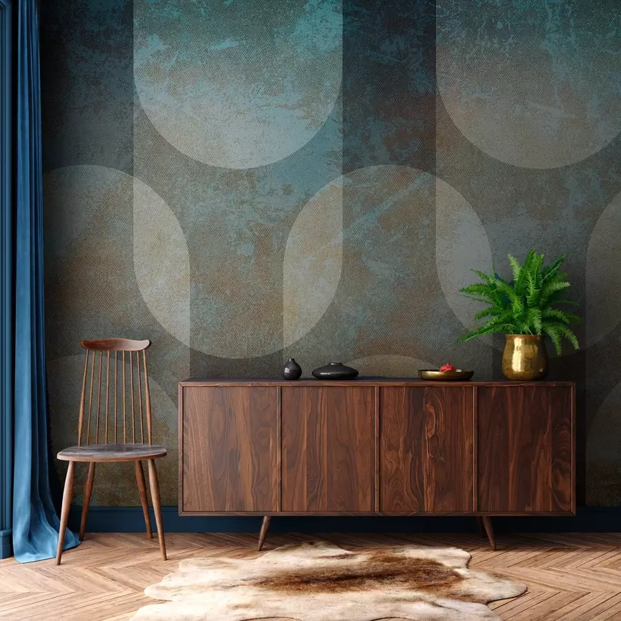 murais de parede Geometria abstrata em estilo retrô-moderno w04495