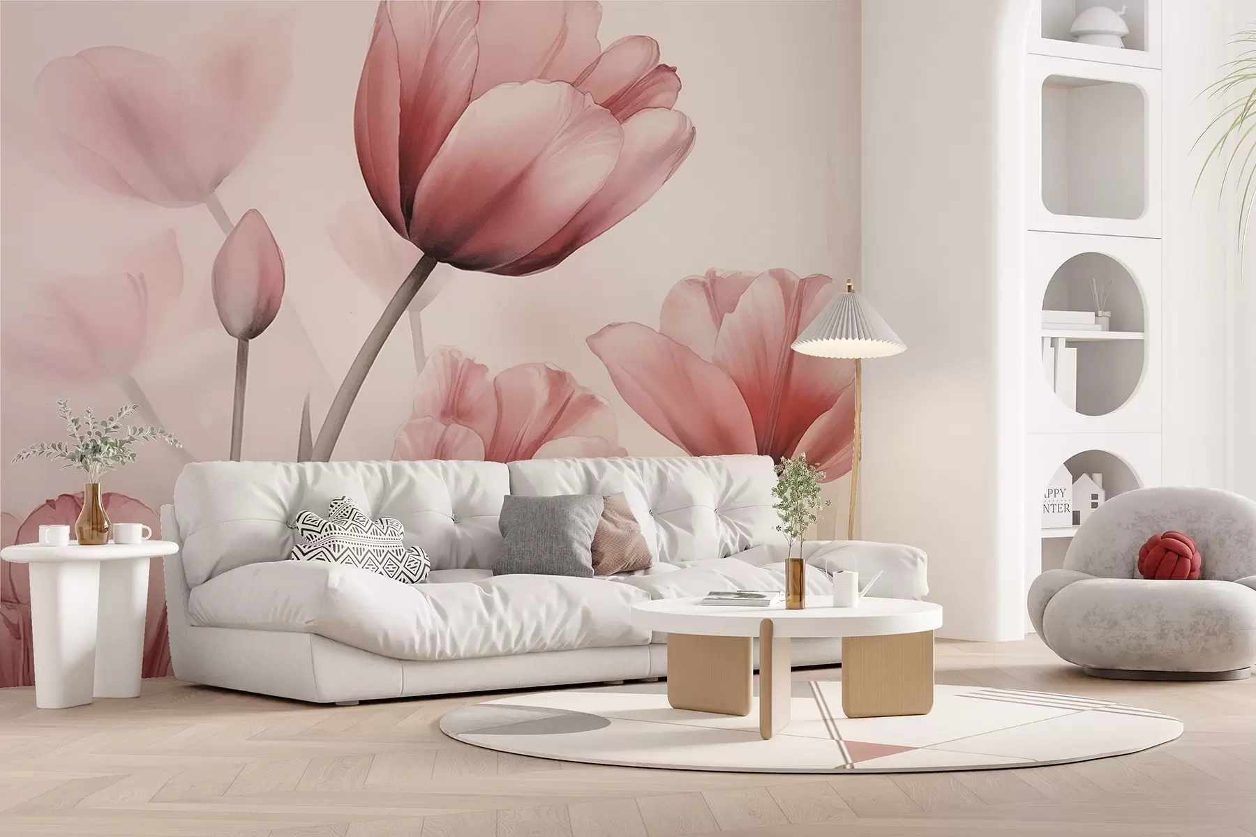 murais de parede Tulipas com efeito queimado e textura w04519