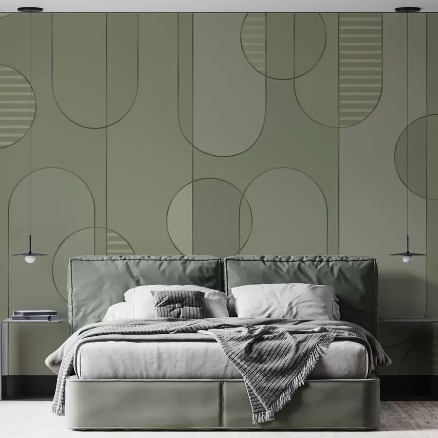 murais de parede Abstrato geométrico com paleta verde claro w04523v1