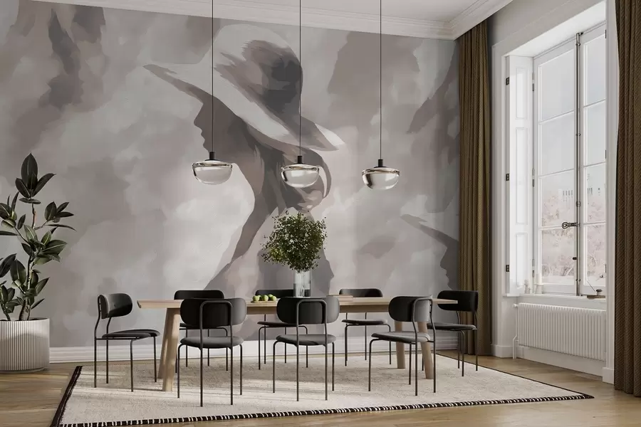 murais de parede Garota de chapéu w04561