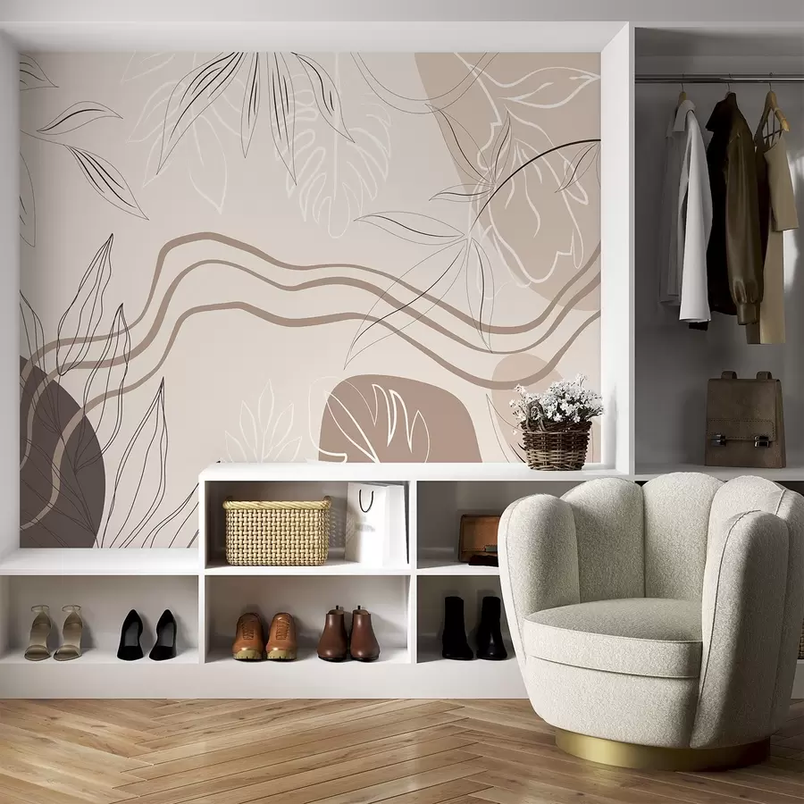 murais de parede Resumo com folhas w04604
