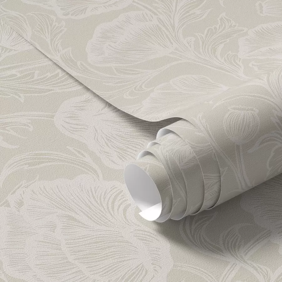 murais de parede Papoilas em linha contínua sobre fundo creme a00572