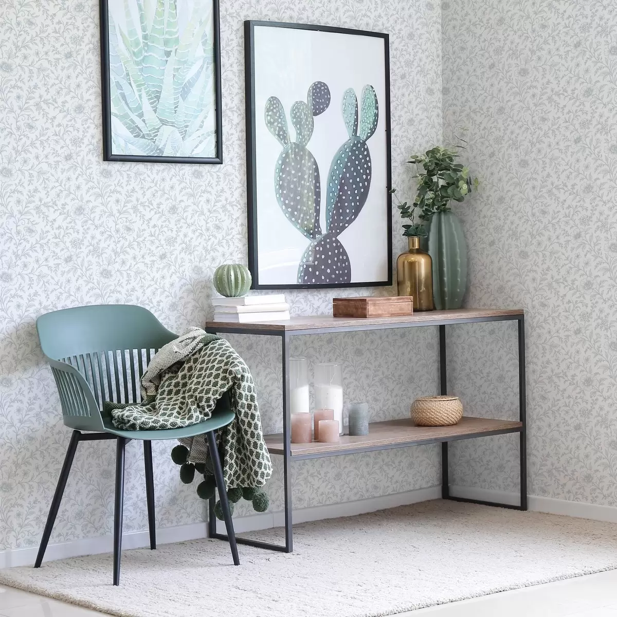 Papel de parede Flores finas em linha azul sobre fundo branco sujo a00576