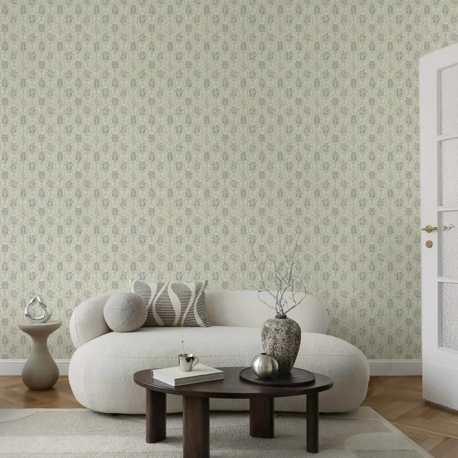 murais de parede Medalhões botânicos em treliça, tons pastel a00579