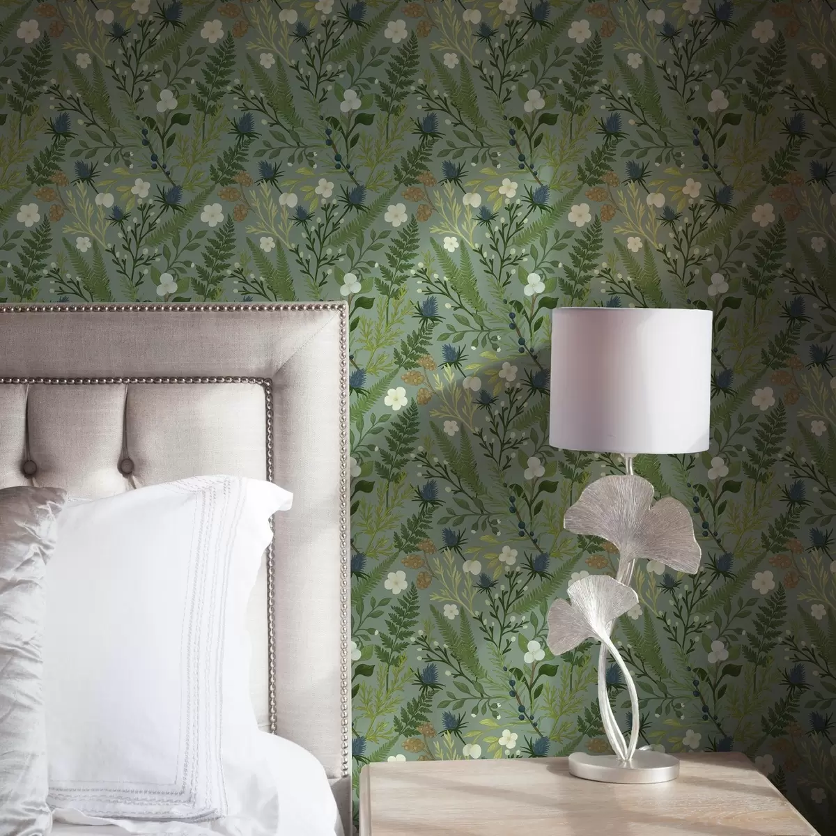 Papel de parede Ervas silvestres, chicória e bagas sobre um fundo de menta a00621v1