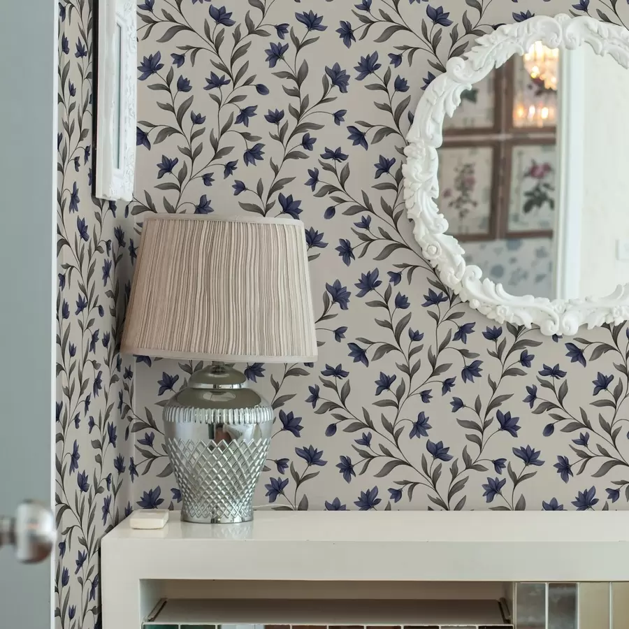 murais de parede Campânulas e vegetação cinza sobre um fundo claro a00622v1