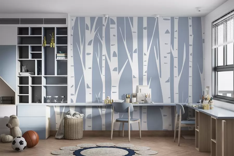 murais de parede Floresta de bétulas w04658v1