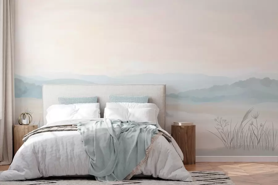 murais de parede paisagem minimalista e leve no estilo da pintura w04624