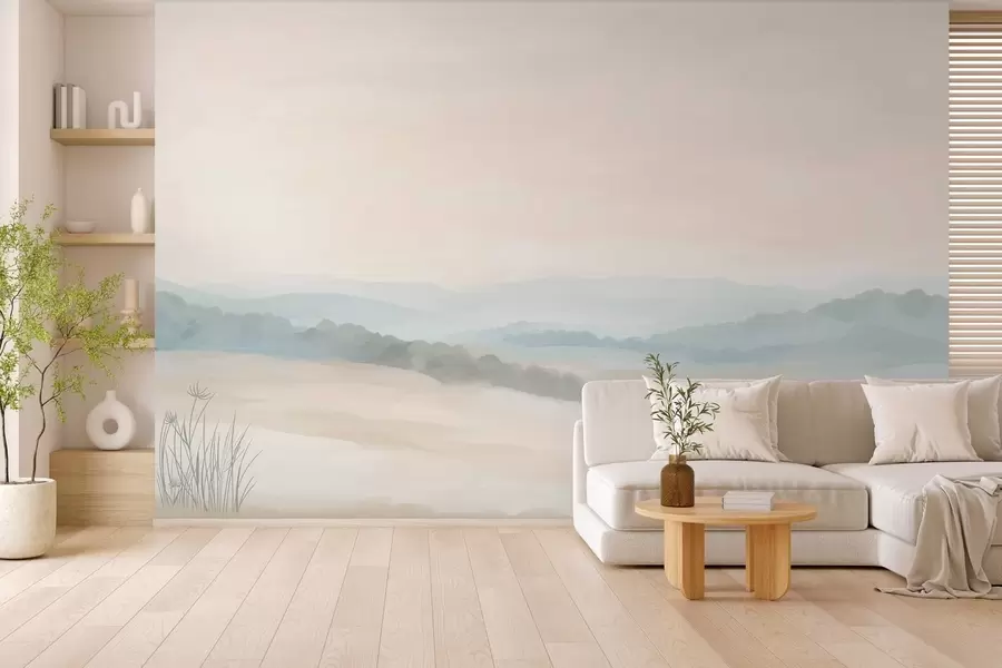 murais de parede paisagem minimalista e leve no estilo da pintura w04624
