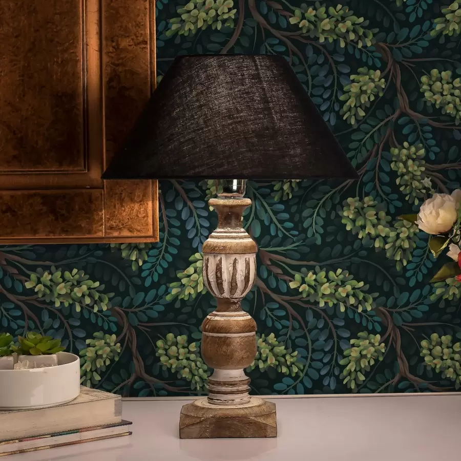 murais de parede Galhos com inflorescências esverdeadas sobre fundo escuro a00786