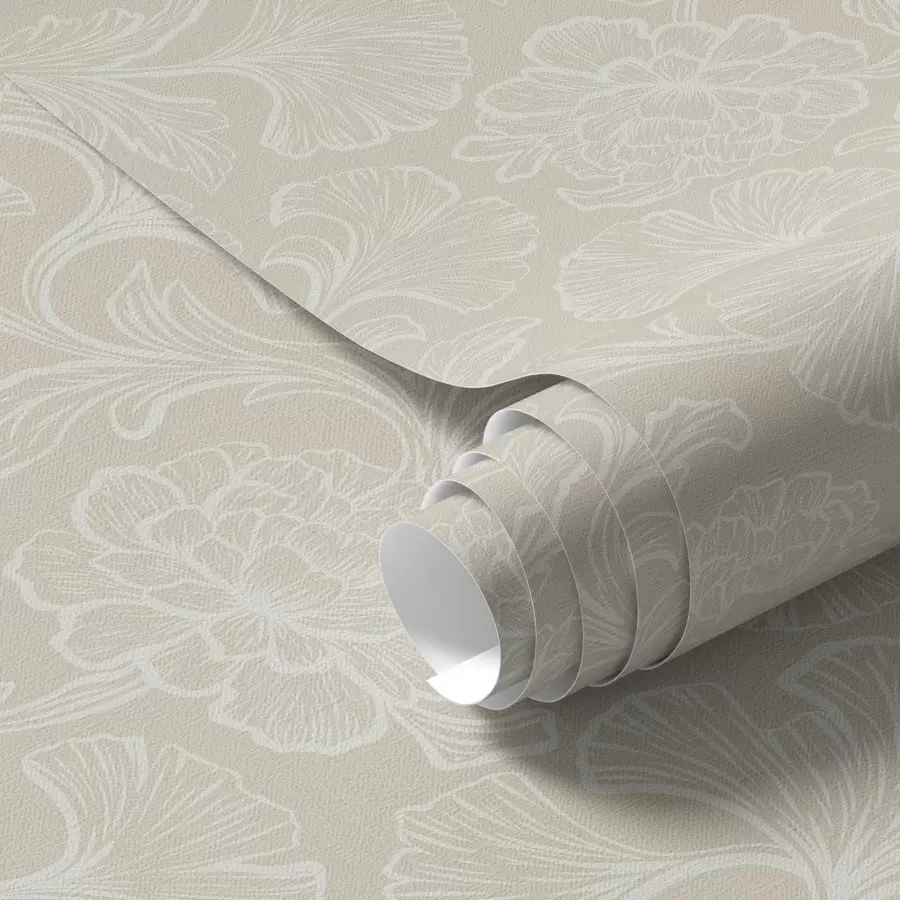 murais de parede Padrão de luz com ginkgo e peônias a00700