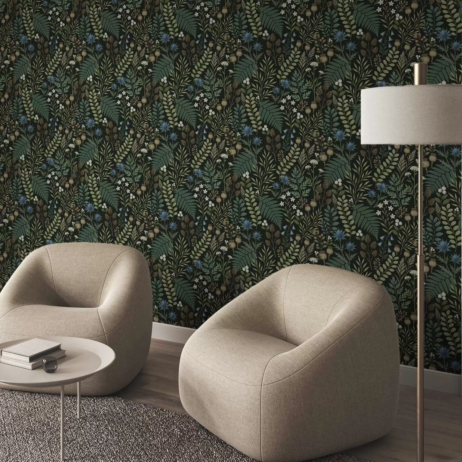 murais de parede Ervas, bagas e sementes do campo sobre um fundo escuro a00706