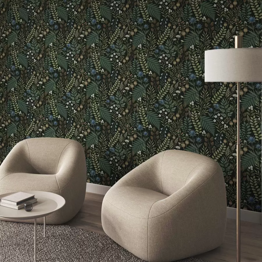 murais de parede Ervas, bagas e sementes do campo sobre um fundo escuro a00706