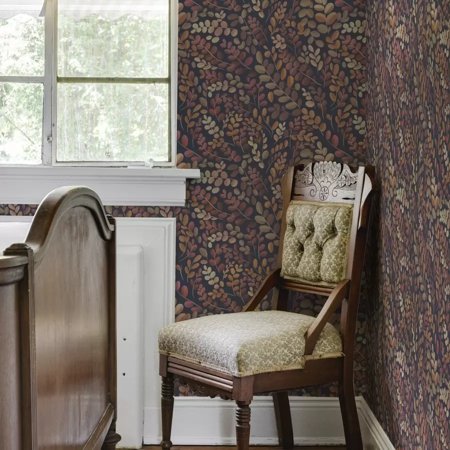 murais de parede Folhas de outono em tons quentes de laranja-rosa a00799v2