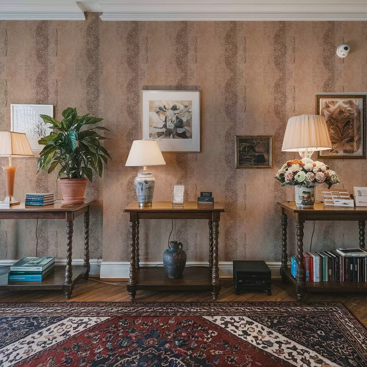 Papel de parede Padrão geométrico ondulado em uma paleta de cores bege-marrom claro a00804