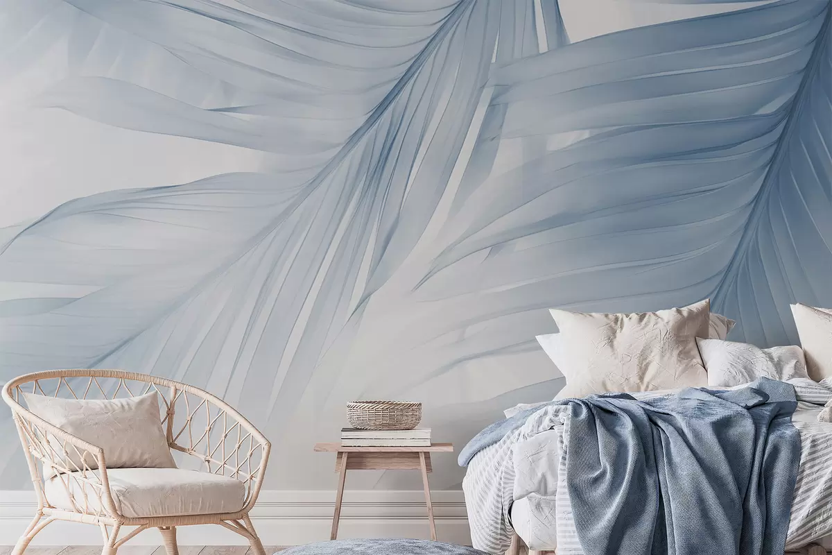 murais de parede Folhas de samambaia em tons de azul w04727v1