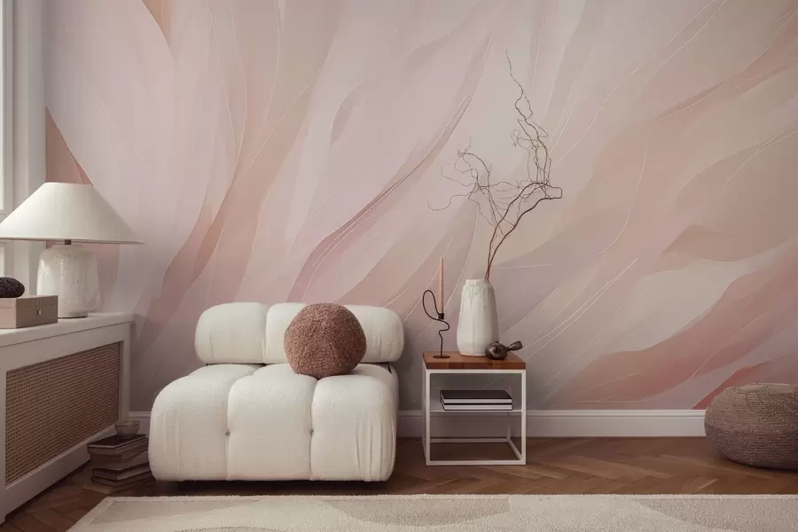 murais de parede Pinceladas abstratas suaves em tons pastel rosa e pêssego w04731