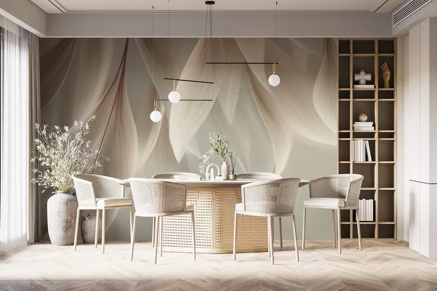 murais de parede Folhas pendentes com contornos estilizados w04706