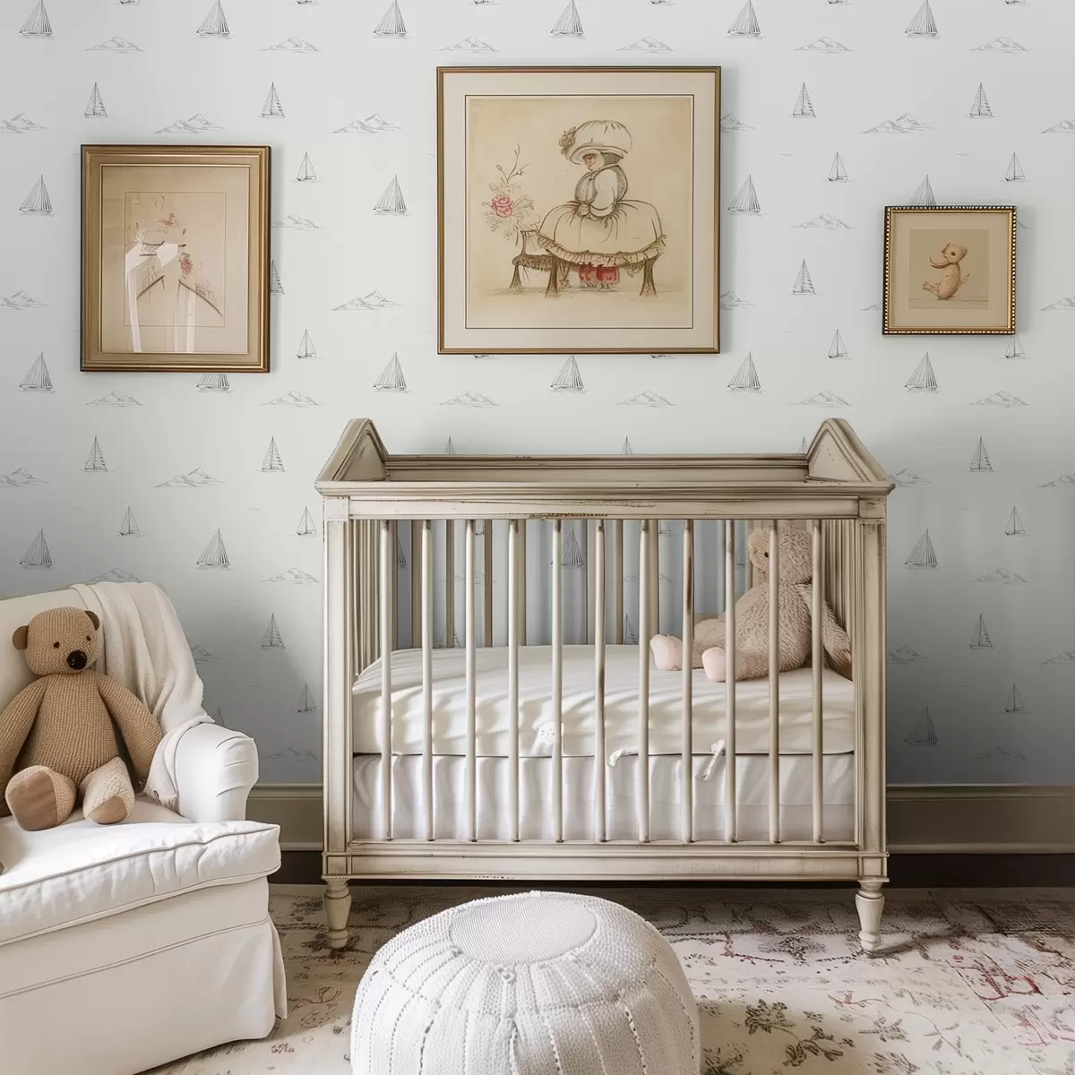 Papel de parede Esboce iates e ilhas, fundo claro a00654v2