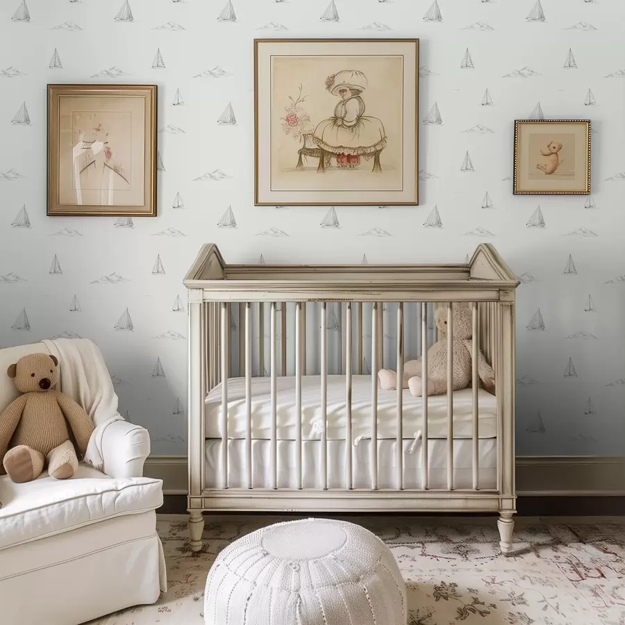 murais de parede Esboce iates e ilhas, fundo claro a00654v2