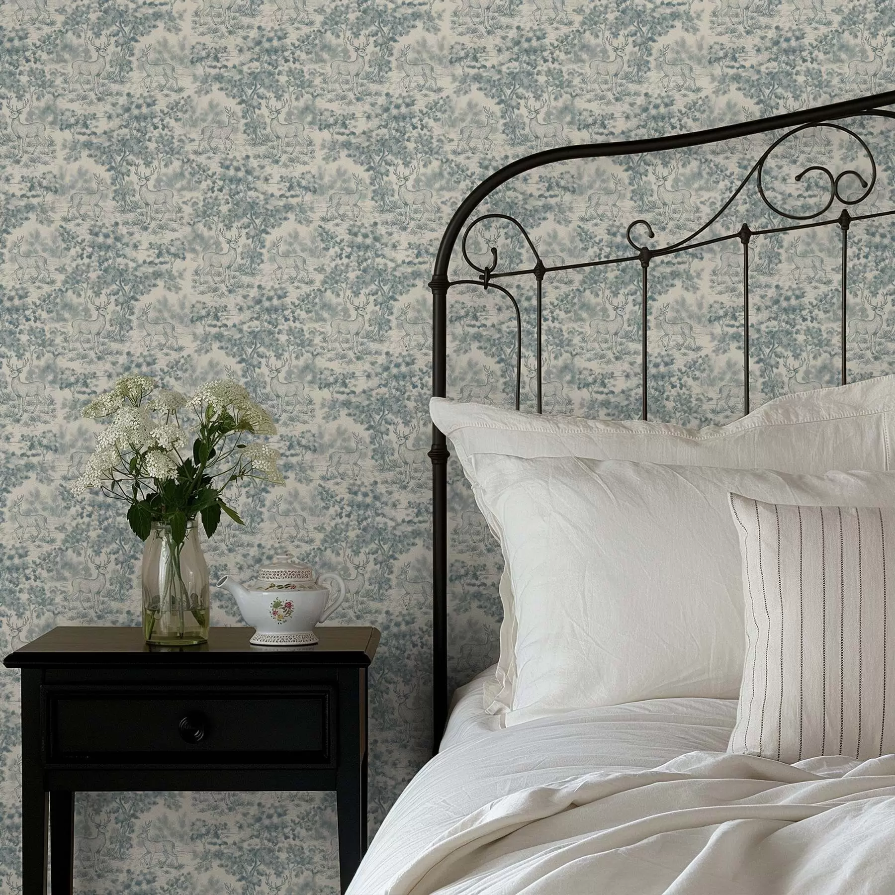 murais de parede Cena monocromática com veados na floresta a00748